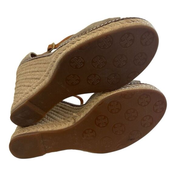 Tory Burch Women's Size 9.5 Macy Linen Espadrille Wedge Sandals - Picture 7 of 9